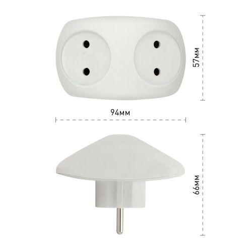 Разветвитель 2-м без заземл. 10А IP20 SPx-2-W бел. Эра Б0053480 Б0053480