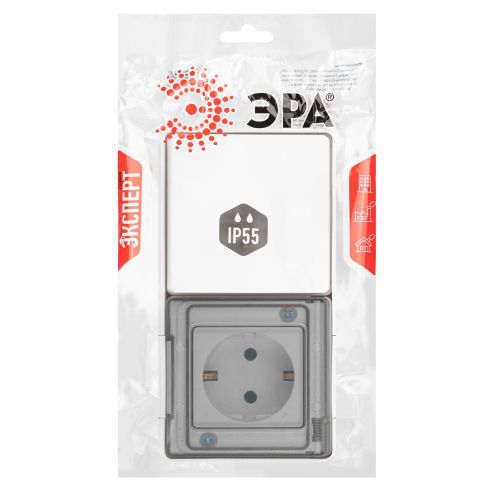 Блок розетка с выключателем Эксперт 11-7501-01 IP55 16А (10AX)-250В ОУ бел. Эра Б0063288 Б0063288