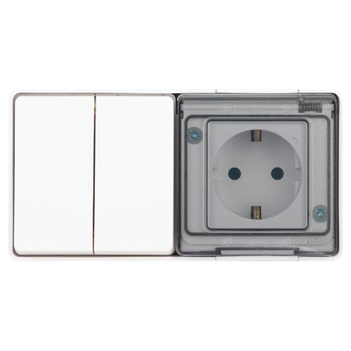 Блок розетка с выключателем Эксперт 11-7502-01 двойн. IP55 16A(10AX)-250В ОУ белый Эра Б0063270 Б0063270