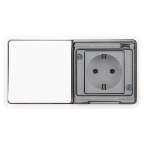 Блок розетка с выключателем Эксперт 11-7521-01 IP55 16А (10AX)-250В СУ бел. Эра Б0063261 Б0063261