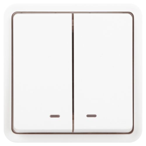 Выключатель Эксперт 11-1525-01 двойн. с подсветкой IP55 10АХ-250В СУ бел. Эра Б0063304 Б0063304