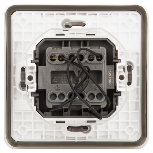 Выключатель Эксперт 11-1525-01 двойн. с подсветкой IP55 10АХ-250В СУ бел. Эра Б0063304 Б0063304