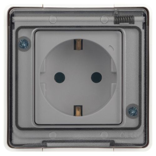 Розетка Эксперт 11-2501-01 2P+E IP55 16А-250В ОУ бел. Эра Б0063294 Б0063294