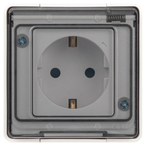 Розетка Эксперт 11-2502-01 2P+E IP55 шторки 16А-250В ОУ бел. Эра Б0063280 Б0063280