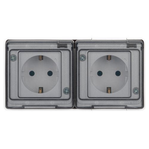 Розетка Эксперт 11-2503-01 2х2P+E гориз. IP55 16А-250В ОУ бел. Эра Б0063264 Б0063264