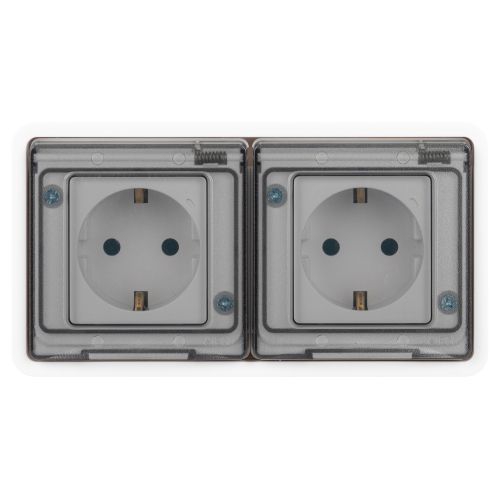 Розетка Эксперт 11-2523-01 2х2P+E гориз. IP55 16А-250В СУ бел. Эра Б0063276 Б0063276