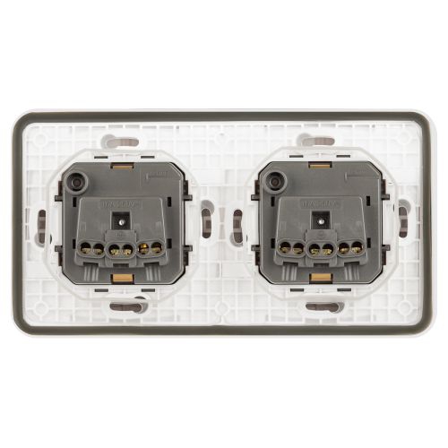 Розетка Эксперт 11-2523-01 2х2P+E гориз. IP55 16А-250В СУ бел. Эра Б0063276 Б0063276