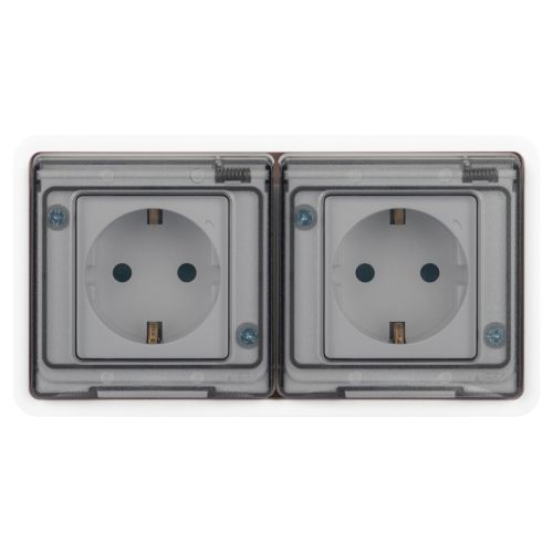 Розетка Эксперт 11-2524-01 2х2P+E гориз. IP55 шторки 16А-250В СУ бел. Эра Б0063254 Б0063254