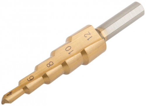 Сверло ступенчатое HSS по металлу 5 ступеней 4-12мм MOS 36381М 36381М