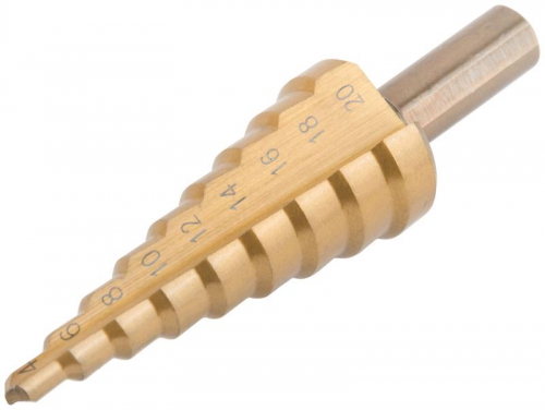 Сверло ступенчатое HSS по металлу 9 ступеней 4-20мм MOS 36382М 36382М