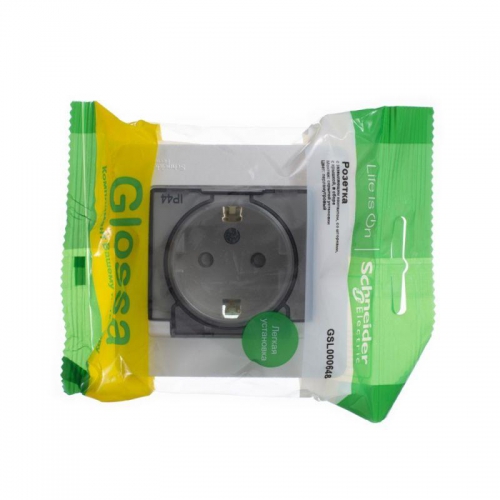 Розетка 1-м СП Glossa 16А IP44 с заземл. защ. шторки с крышкой в сборе перламутр. SE GSL000648 GSL000648