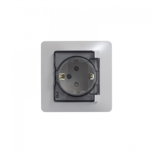 Розетка 1-м СП Glossa 16А IP44 с заземл. защ. шторки с крышкой в сборе перламутр. SE GSL000648 GSL000648