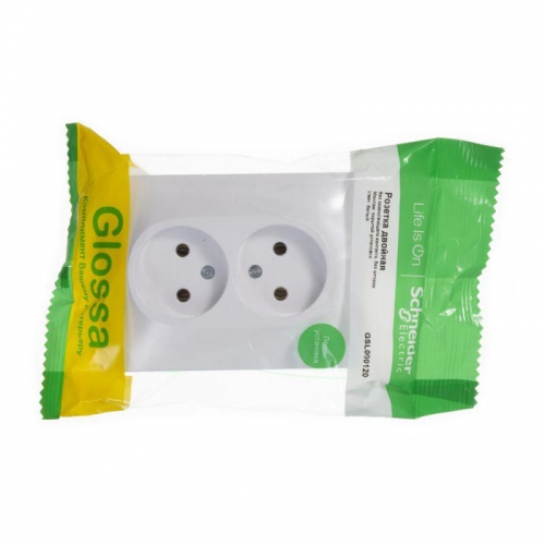 Розетка 2-м СП Glossa 16А IP20 без заземл. бел. SE GSL000120 GSL000120