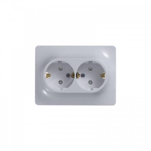 Розетка 2-м СП Glossa 16А IP20 с заземл. защ. шторки в сборе бел. SE GSL000126 GSL000126