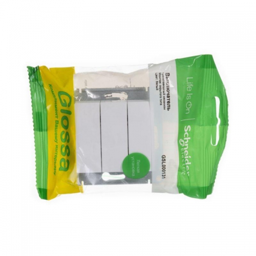 Выключатель 3-кл. СП Glossa 10А IP20 (сх. 1+1+1) 10AX механизм бел. SE GSL000131 GSL000131