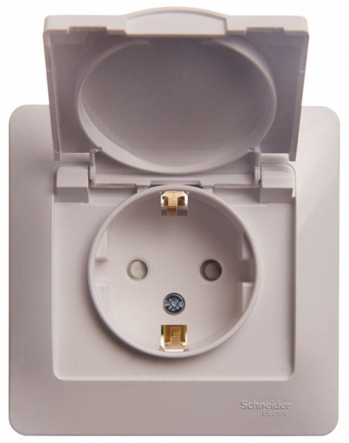 Розетка 1-м СП Glossa 16А IP20 с заземл. защ. шторки с крышкой в сборе бел. SE GSL000146 GSL000146