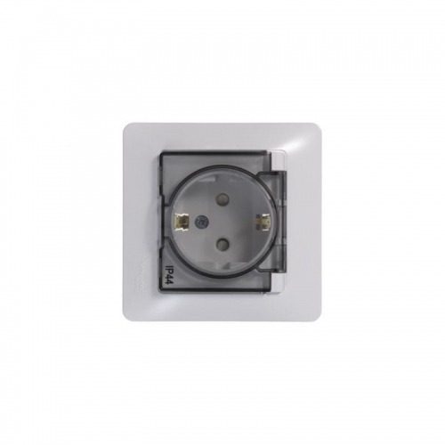 Розетка 1-м СП Glossa 16А IP44 с заземл. защ. шторки с крышкой в сборе бел. SE GSL000148 GSL000148
