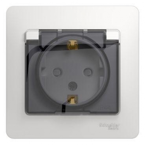 Розетка 1-м СП Glossa 16А IP44 с заземл. защ. шторки с крышкой в сборе бел. SE GSL000148 GSL000148
