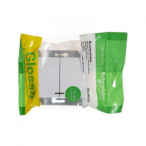 Выключатель 2-кл. СП Glossa 10А IP20 (сх. 5а) 10AX с подсветкой механизм бел. SE GSL000153 GSL000153