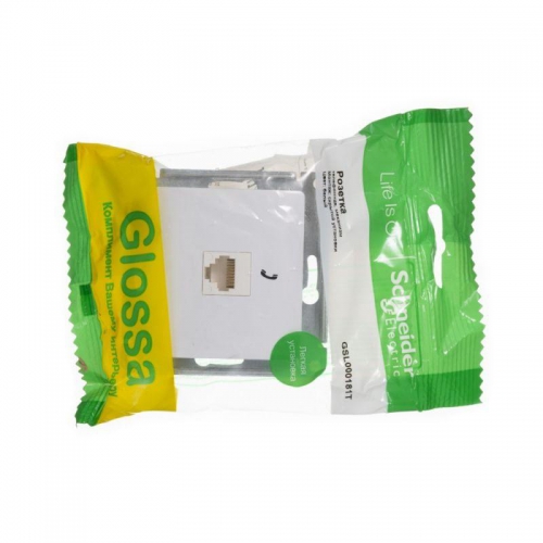 Розетка телефонная 1-м СП Glossa RJ11 механизм бел. SE GSL000181T GSL000181T