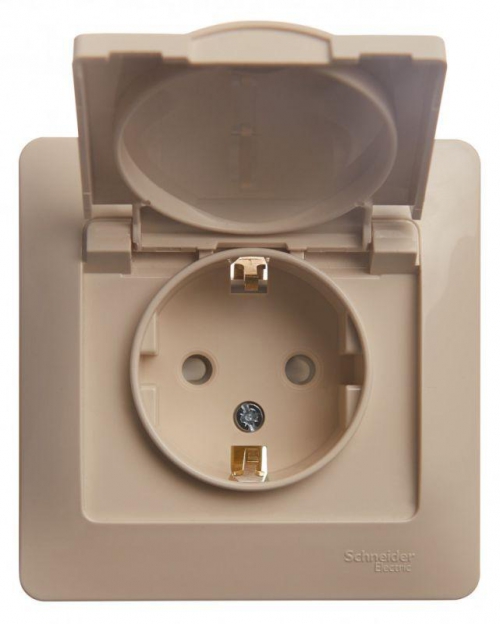 Розетка 1-м СП Glossa 16А IP20 с заземл. защ. шторки с крышкой в сборе беж. SE GSL000246 GSL000246