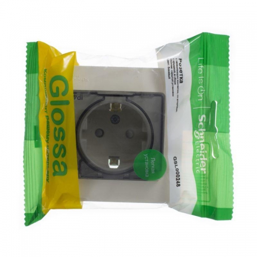 Розетка 1-м СП Glossa 16А IP44 с заземл. защ. шторки с крышкой в сборе беж. SE GSL000248 GSL000248