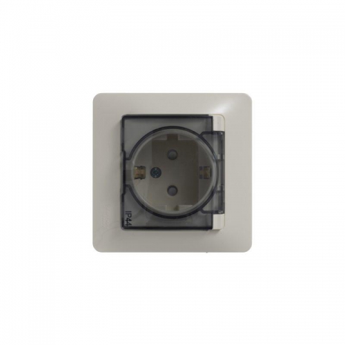 Розетка 1-м СП Glossa 16А IP44 с заземл. защ. шторки с крышкой в сборе беж. SE GSL000248 GSL000248