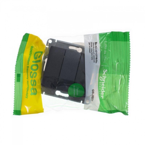 Выключатель 3-кл. СП Glossa 10А IP20 (сх. 1+1+1) 10AX механизм антрацит SE GSL000731 GSL000731