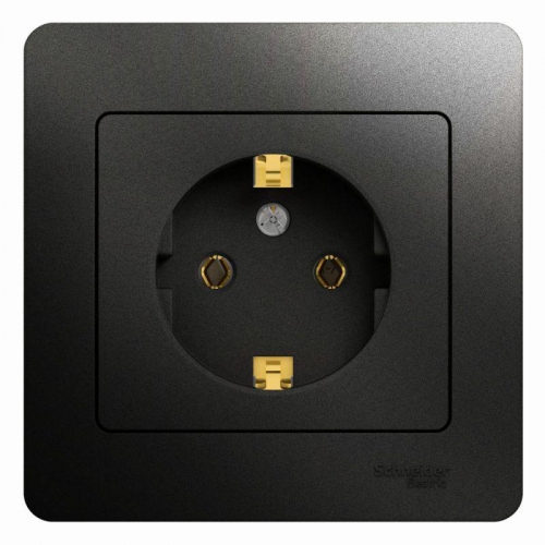 Розетка 1-м СП 1мод. Glossa 16А IP20 с заземл. в сборе антрацит SE GSL000742 GSL000742