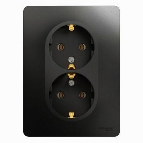 Розетка 2-м Glossa 16А с заземл. в сборе антрацит SE GSL000724 GSL000724