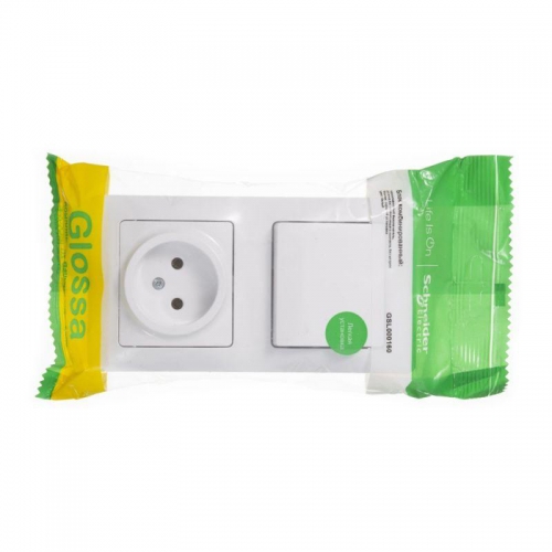 Блок комбинированный Glossa (розетка + 1-кл. выкл.) бел. SE GSL000160 GSL000160