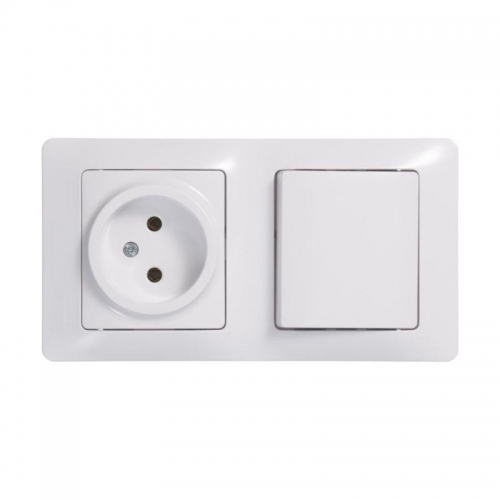 Блок комбинированный Glossa (розетка + 1-кл. выкл.) бел. SE GSL000160 GSL000160