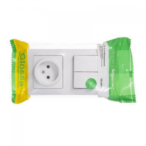 Блок комбинированный Glossa (розетка + 2-кл. выкл.) бел. SE GSL000172 GSL000172