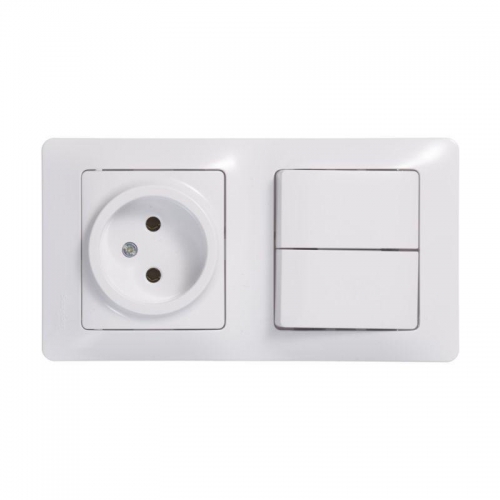 Блок комбинированный Glossa (розетка + 2-кл. выкл.) бел. SE GSL000172 GSL000172
