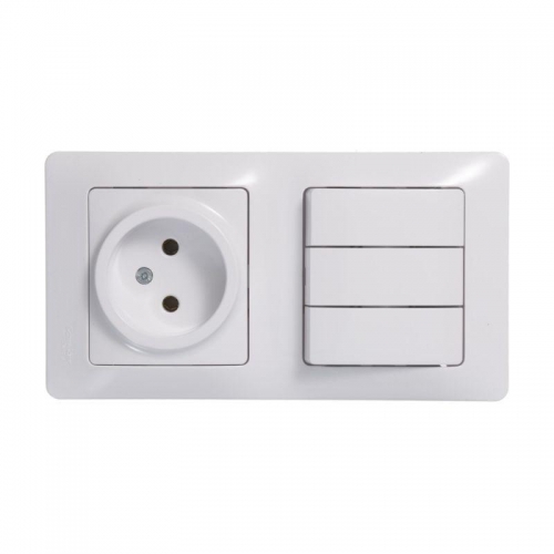 Блок комбинированный Glossa (розетка + 3-кл. выкл.) бел. SE GSL000176 GSL000176