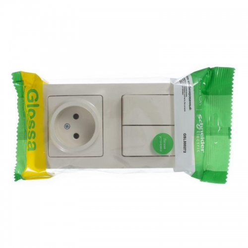 Блок комбинированный Glossa (розетка + 2-кл. выкл.) беж. SE GSL000272 GSL000272