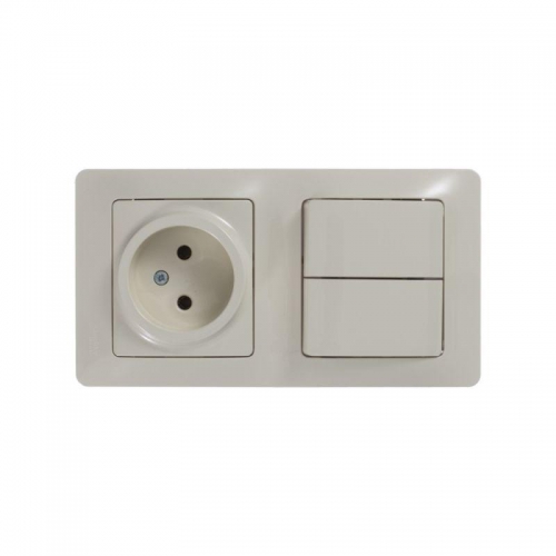 Блок комбинированный Glossa (розетка + 2-кл. выкл.) беж. SE GSL000272 GSL000272