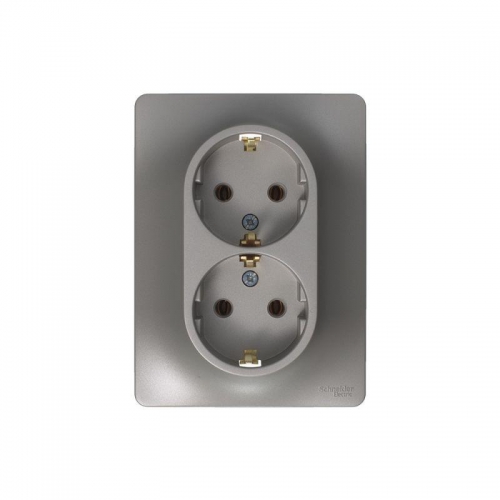Розетка 2-м СП Glossa 16А IP20 250В с заземл. в сборе платина SE GSL001224 GSL001224