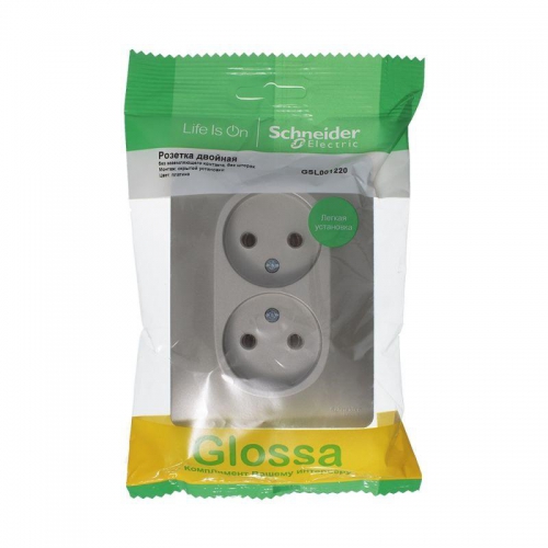 Розетка 2-м СП Glossa 16А IP20 250В без заземл. в сборе платина SE GSL001220 GSL001220