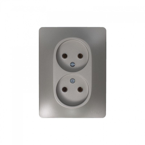 Розетка 2-м СП Glossa 16А IP20 250В без заземл. в сборе платина SE GSL001220 GSL001220