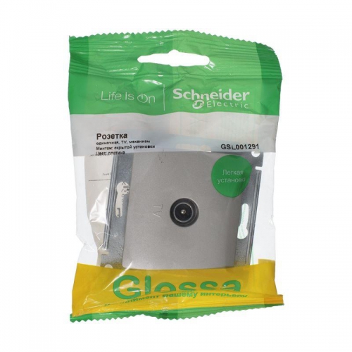 Розетка телевизионная оконечная TV Glossa 1дБ механизм платина SE GSL001291 GSL001291