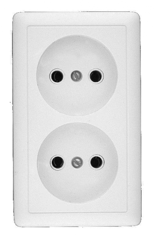 Розетка 2-м ОП Хит 16А IP20 250В без заземл. без защ. шторок бел. SE RA16-237-B RA16-237-B