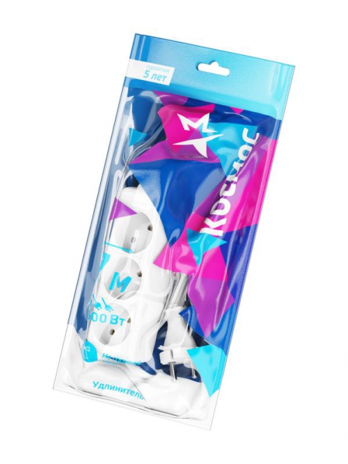 Удлинитель 3х7м без заземл. 16А IP20 ПВС 2х1 КОСМОС YKsm7m-3g(K) YKsm7m-3g(K)