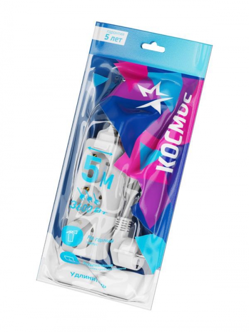 Удлинитель 3х5м с заземл. 16А IP20 ПВС 3х1 КОСМОС YKsm5m-3g-Z(K) YKsm5m-3g-Z(K)