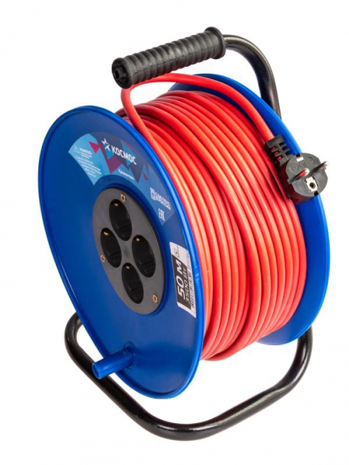 Удлинитель на катушке 4х50м с заземл. 16А IP20 3.5кВт ПВС 3х1.5 КОСМОС YKKsm50m-4g-Z(16A) YKKsm50m-4g-Z(16A)