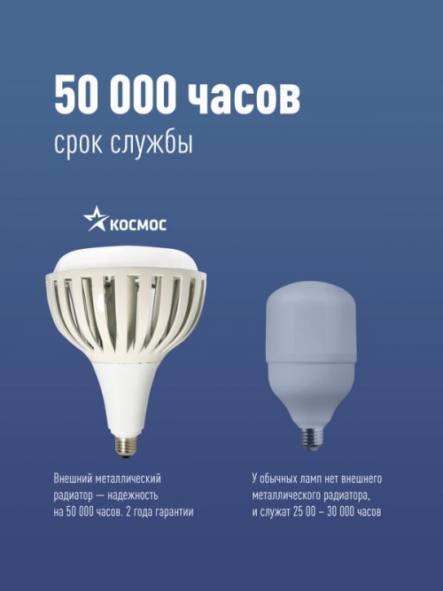 Лампа светодиодная KOSMOS premium HWLED 200Вт 6500К E40 220В Космос KHWLED200WE4065 KHWLED200WE4065