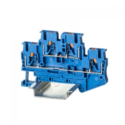 Клемма двухуровневая зажим push-in 4 точки подключения 2.5кв.мм син. DKC VPRTT-2.5-BU VPRTT-2.5-BU