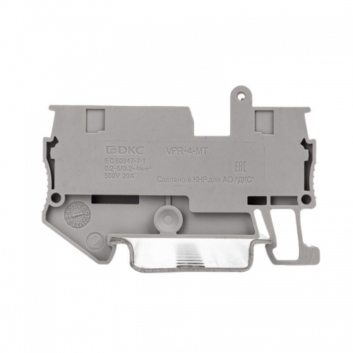 Клемма с размыкателем зажим push-in 2 точки подключения 4кв.мм сер. DKC VPR-4-TG VPR-4-TG