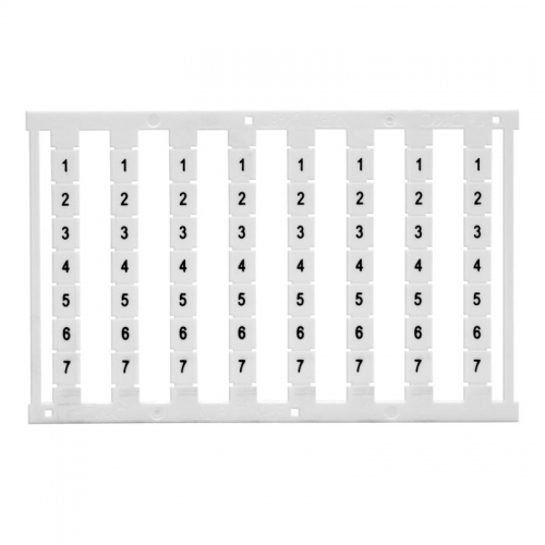 Маркировка для клемм ширина 5мм узкая для клемм Push-in бел. от 1 до 12 горизонтальная ориентация 1шт = карта из 96 маркеров (уп.10шт) DKC NUPUTUK-5F-1-12H NUPUTUK-5F-1-12H