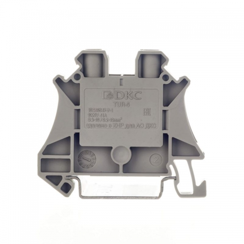 Клемма проходная винтовой зажим 2 точки подключения 6кв.мм сер. DKC TUR-6 TUR-6